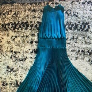A.L.C. Teal Pleated Maxi Dress